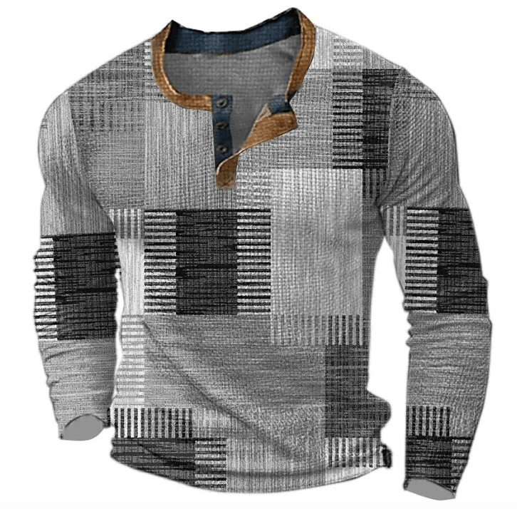 Men's Patchwork Design Shirt: Elegant & Versatile