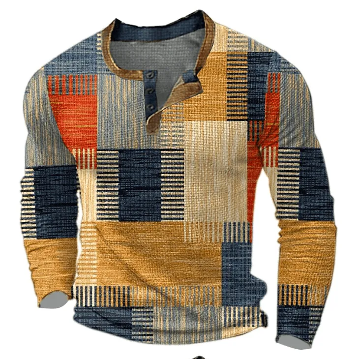 Men's Patchwork Design Shirt: Elegant & Versatile