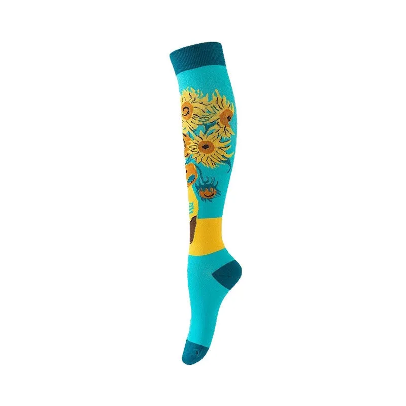 ROYALUCK Male Female Multi Prints Sports Support Compression Socks for Travel, Running