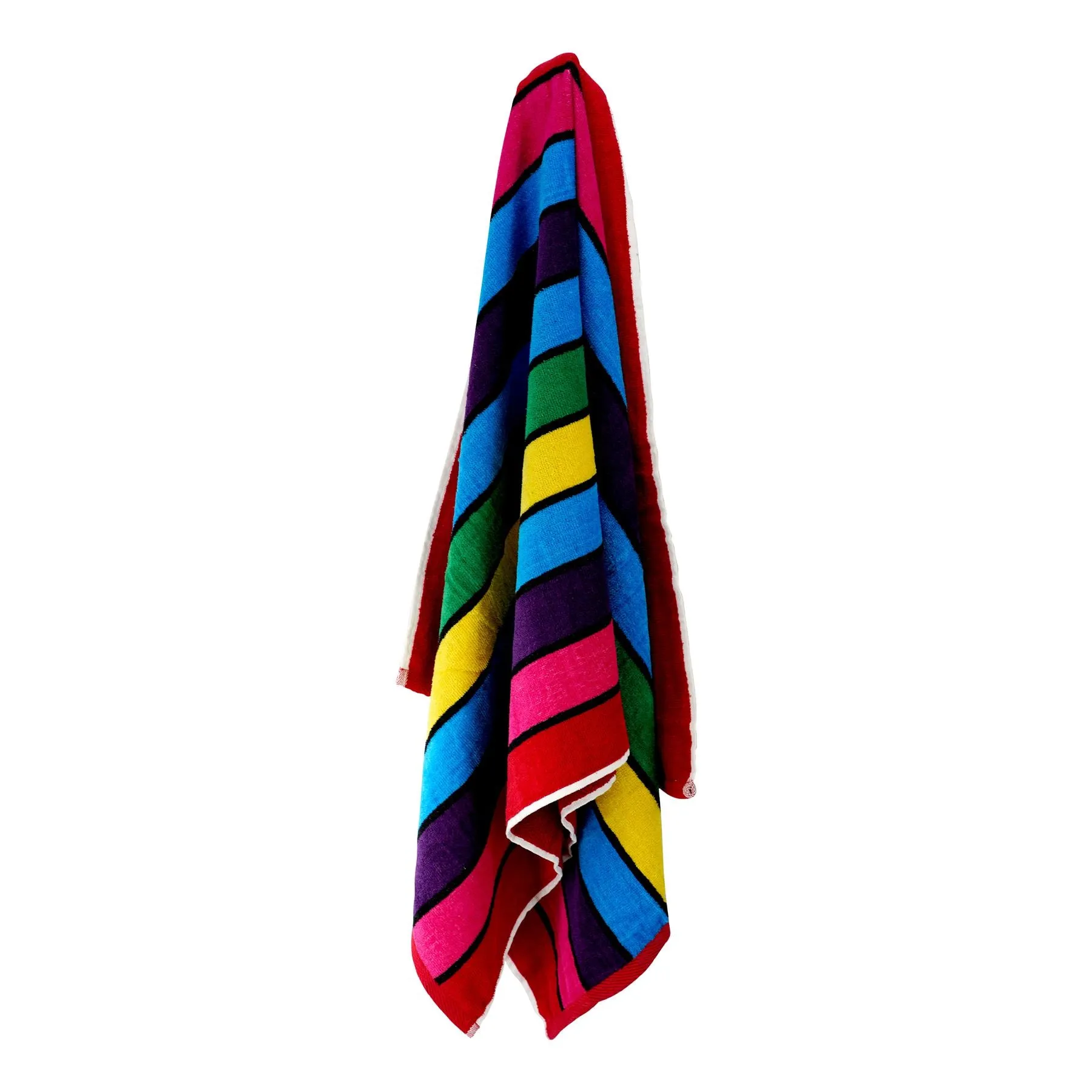 Velour Striped Beach Towel Crimson Skyline