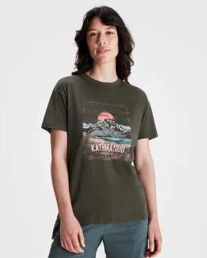 Women's Mt Cook Organic Cotton T-shirt - Dark Moss