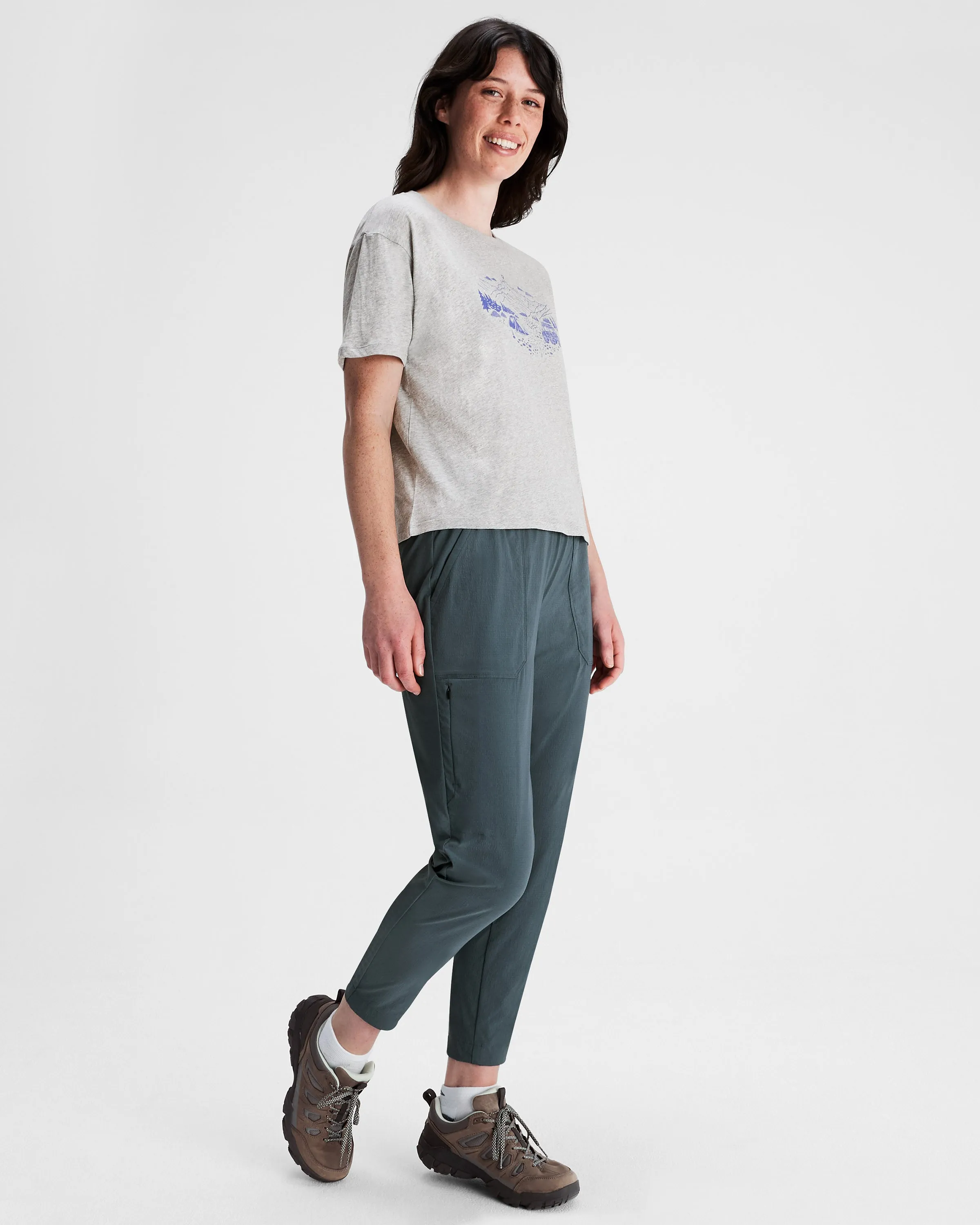 Women's Ridgeline Organic Cotton T-shirt - Light Grey Marle